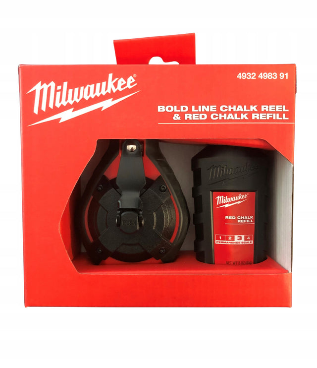 Gruby sznur traserski 30m z czerwoną kredą Milwaukee 4932498391 do wyznaczania prostych linii na ścianach i podłogach, narzędzie budowlane