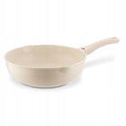 PATELNIA WOK Głęboka Indukcja GAZ POKRYWKA Konighoffer Creamy Marble 30 cm nieprzywierająca, do kuchenek ceramicznych i