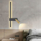 Kinkiet APP1439-P LED prawy czarny złoty lampa ścienna + reflektor oprawa metalowa 2 źródła światła 8 w do wnętrz