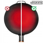 YOSUKATA Wok 34 cm stal węglowa płaskie dno indukcja gaz stir-fry patelnia do kuchni azjatyckiej, nienagrzewające się