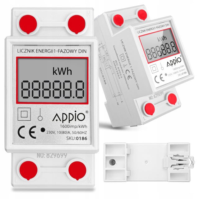 Licznik Energii Elektrycznej Miernik Prądu Na Szynę DIN Podlicznik 1F monitor zużycia kWh do instalacji jednofazowej