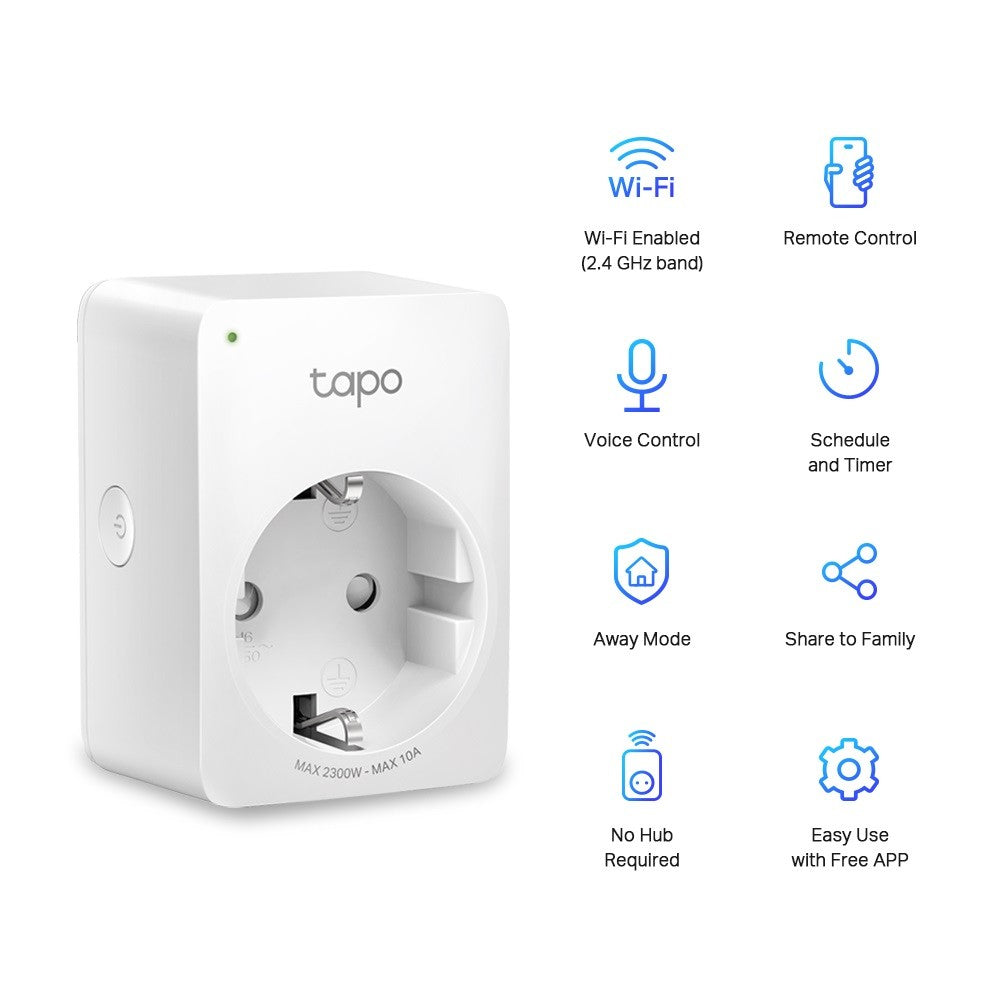 Gniazdko Tp-Link Tapo P100 10A max. WiFi gniazdo elektryczne smart plug do inteligentnego domu, sterowanie urządzeniami
