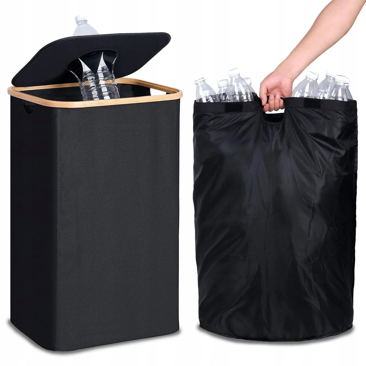 Kosz pojemnik na butelki puszki zwrotne z wyjmowanym workiem torba 100l kontener z klapą do segregacji odpadów 40x75 cm