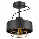 Lampa sufitowa LED Wisząca plafon żyrandol loft edison LED E27 cooper czarna metalowa oprawa oświetleniowa, 1 punkt