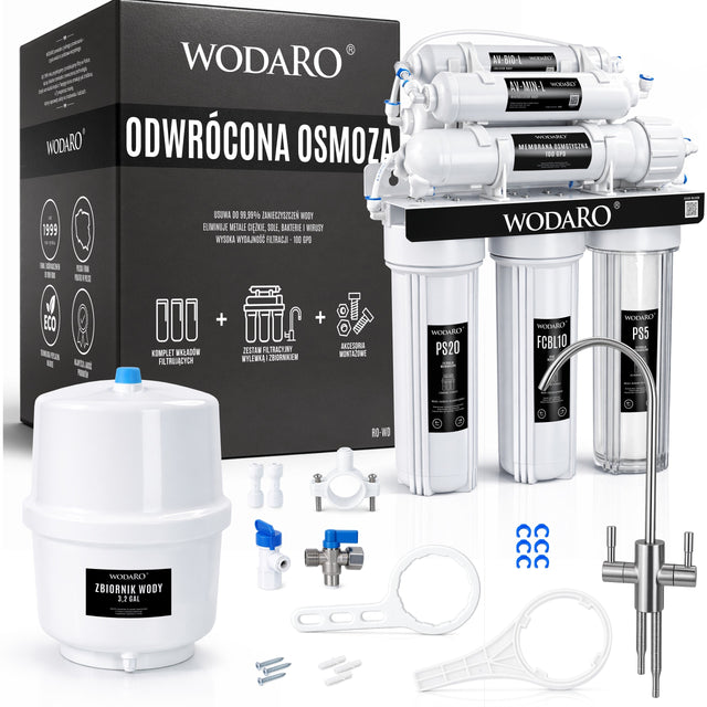 Filtr do Wody pod Zlew wodaro RO7 Odwrócona Osmoza Mineralizator Kran biały