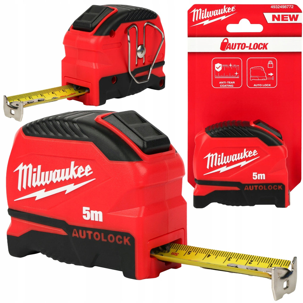 Miara zwijana 5m / 25mm autolock milwaukee taśma miernicza, metrówka do pomiarów budowlanych, stolarskich i remontowych