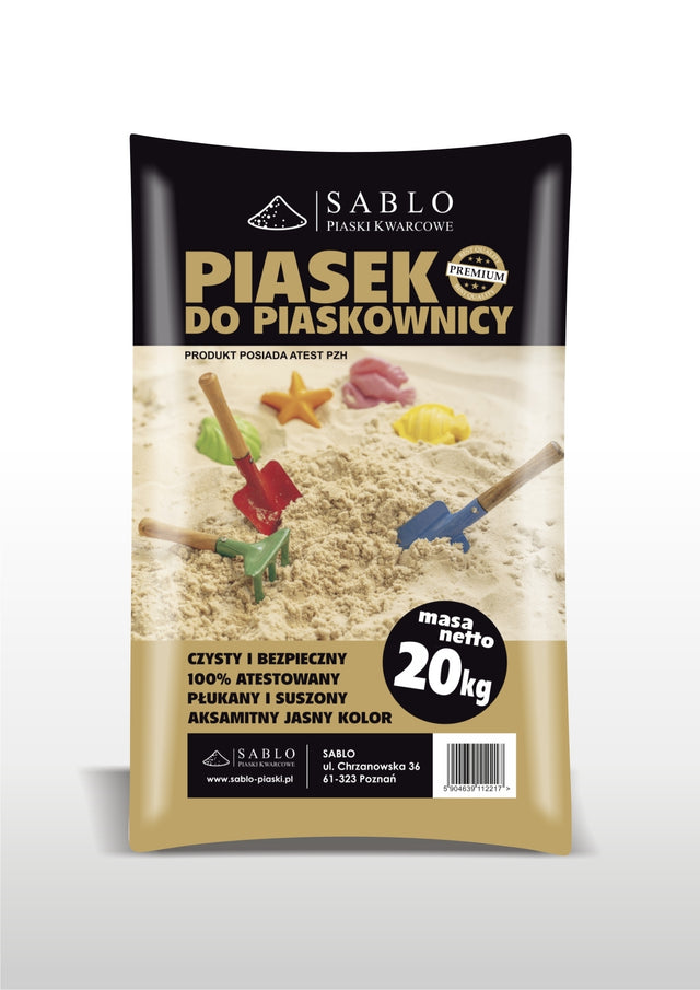 Piasek piaskownicy dzieci delikatny Atest PZH 20kg kwarcowy jasny miękki czysty do zabawy w ogrodzie