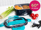 Elektryczny lunch BOX termos obiadowy śniadanówka samochodowa kamille 1,5 L pojemnik na jedzenie 1500 ml niebieski