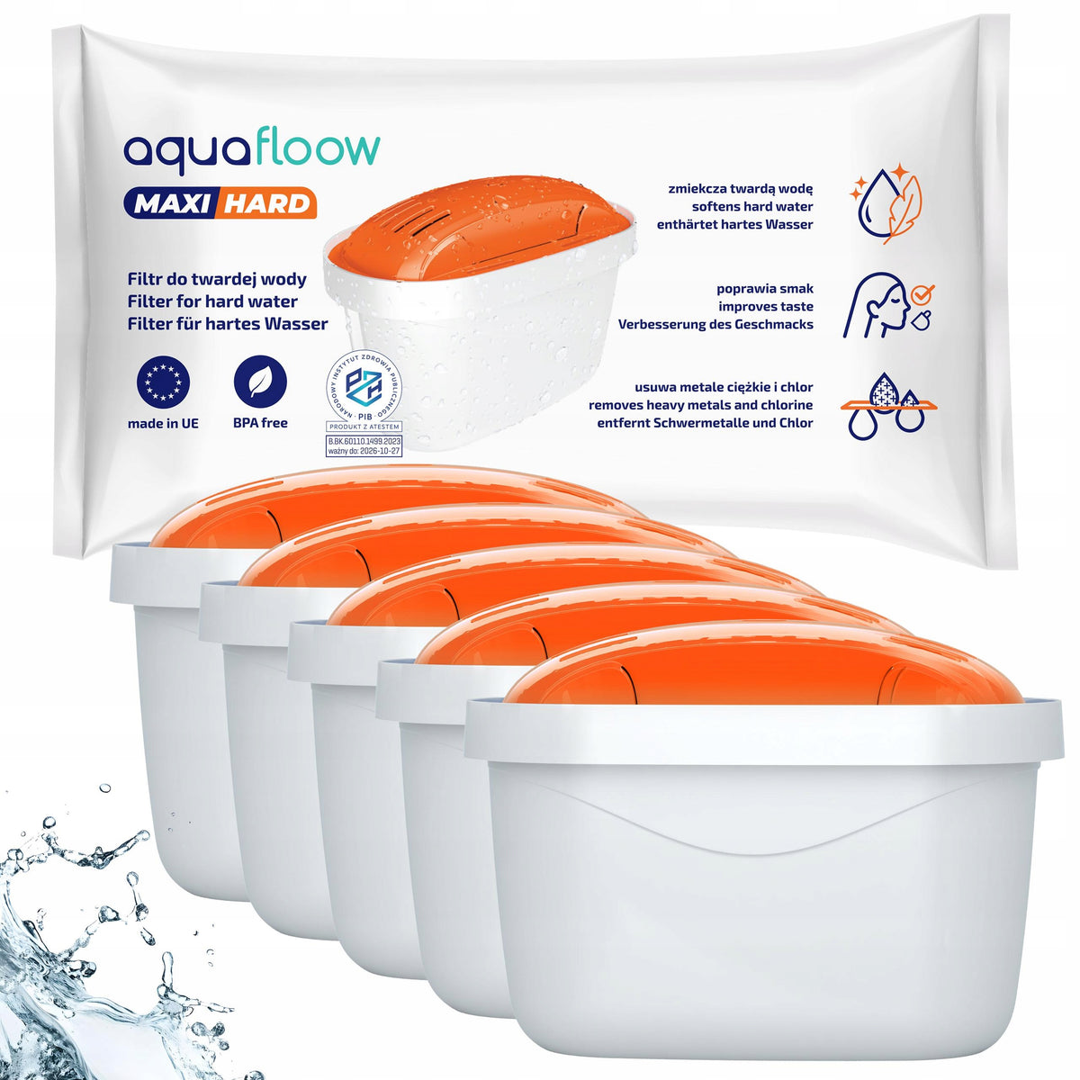 5x filtr AquaFloow do dzbanek filtrujący Brita Marella Elemaris twarda woda do dzbanka biały