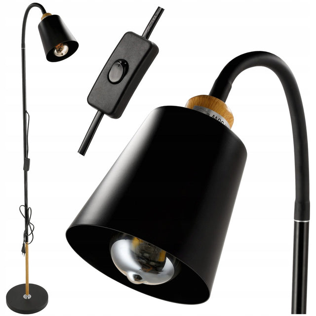 Lampka Lampa Stojaca Podłogowa LED 1xE27 150cm loft Do Czytania Metalowa beżowy, czarny