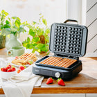 Gofrownica 2200W na 2 gofry XXL Timer Głębokie płyty Regulacja non-stick nominalna