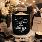 Bella Opium Świeca Zapachowa Sojowa świeczka orientalny perfumy do domu drewniany knot, 50 h palenia, aromat choinki