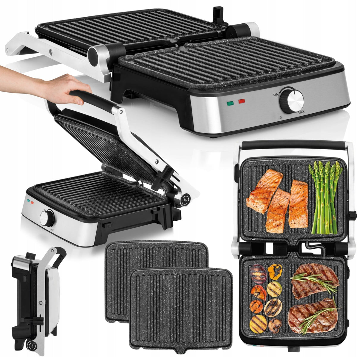 Grill elektryczny Zeegma Chef Easy 2000W regulacja temp. płyty ceramiczne nominalna