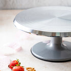 Patera obrotowa na ciasto talerz do dekorowania tortu profesjonalny 31 cm stojak cukierniczy metalowy szary