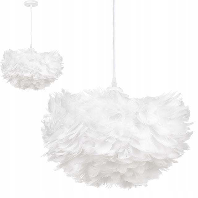 Nowoczesna lampa sufitowa wisząca żyrandol LED Biała E27 Piórko klosz 30 cm, 1 punkt świetlny, tworzywo sztuczne, maks. 40 w