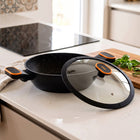 Patelnia granitowa do smażenia duszenia głęboka z pokrywką vilde 24 cm 2l na indukcję, gaz, kuchenkę ceramiczną i