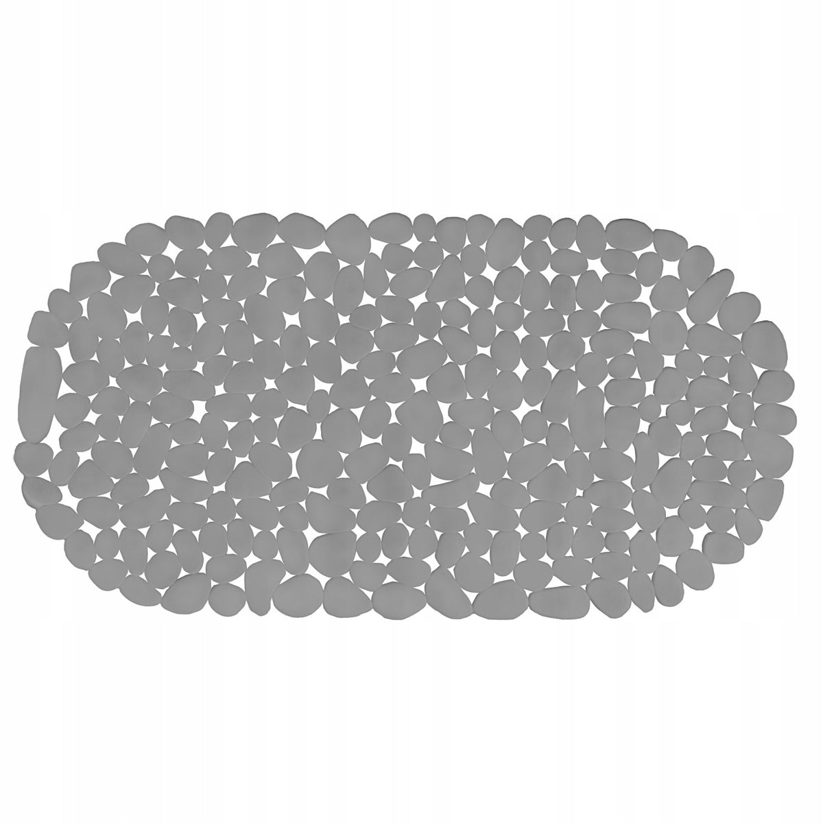 Mata łazienkowa antypoślizgowa 66x34 cm szara pod prysznic do wanny odporna dywanik kąpielowy owalny grubość 5 mm