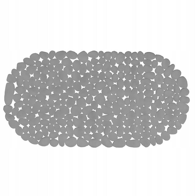Mata łazienkowa antypoślizgowa 66x34 cm szara pod prysznic do wanny odporna dywanik kąpielowy owalny grubość 5 mm