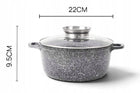 Garnek granitowy 3500 ml 22 cm z pokrywką indukcja gaz łapki silikonowe aluminiowy do kuchni ceramicznej i