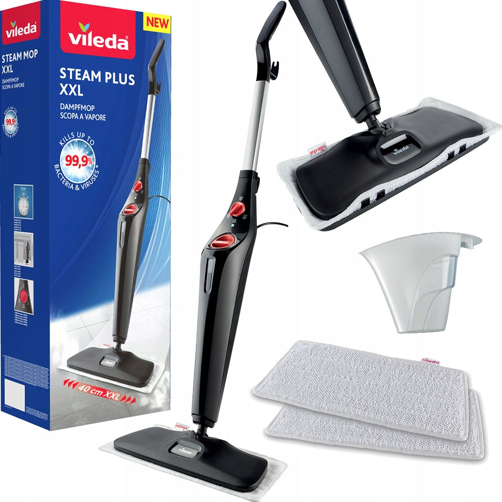 Mop Parowy vileda Steam Plus XXL -2x wkład z mikrofibry+nakładka do dywanów