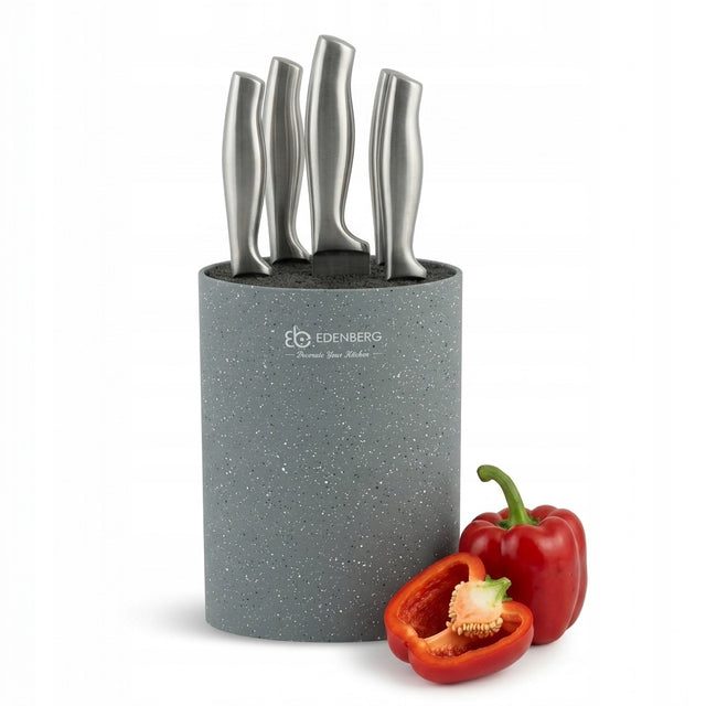Stojak na noże z wkładem uniwersalny blok Edenberg szary EB-5107 G organizer do kuchni, bezszczelinowe wnętrze, tworzywo sztuczne, 22 cm
