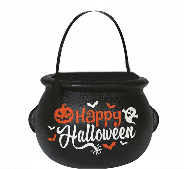 Kocioł kociołek wiadro na słodycze happy halloween dynia duszek pojemnik cukierkowy, koszyczek łakoci, akcesorium imprezy tematycznej