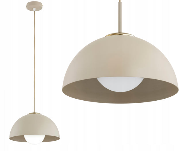 Lampa Sufitowa Wisząca Żyrandol Plafon Ecru Beż Cosmo oprawa metalowa do salonu, 1 punkt świetlny, gwint E27, wysokość 90 cm