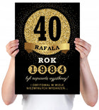 Kartka XXL z imieniem urodzinowa na 40 urodziny 1984 1985 1986 LAT + imię laurka dla jubilata, papierowa pamiątka