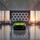 Hexagon Lampa LED 523x301 cm XXL Sufitowa Panel Oświetlenie Do Garażu plafon warsztatowy zimna biel czarny 128 w