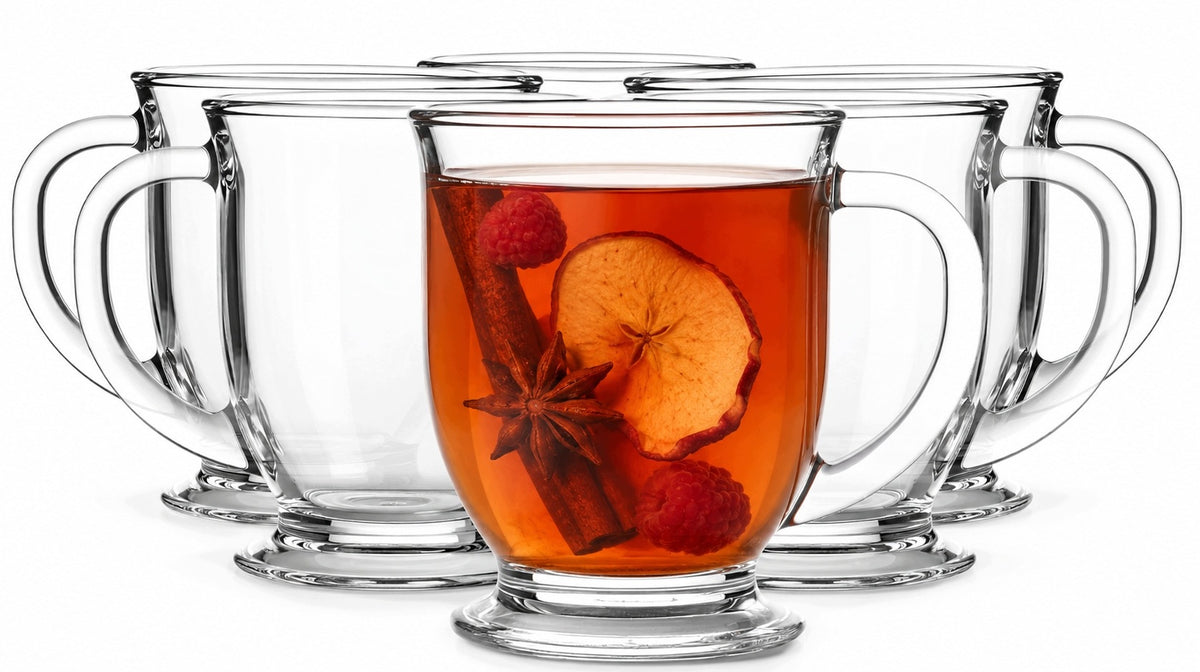 Szklanki z Uchem 400 ml 6 szt Kubki Szklane do Kawy Herbaty Grzańca Latte filiżanki, naczynia wielorazowe na ciepłe