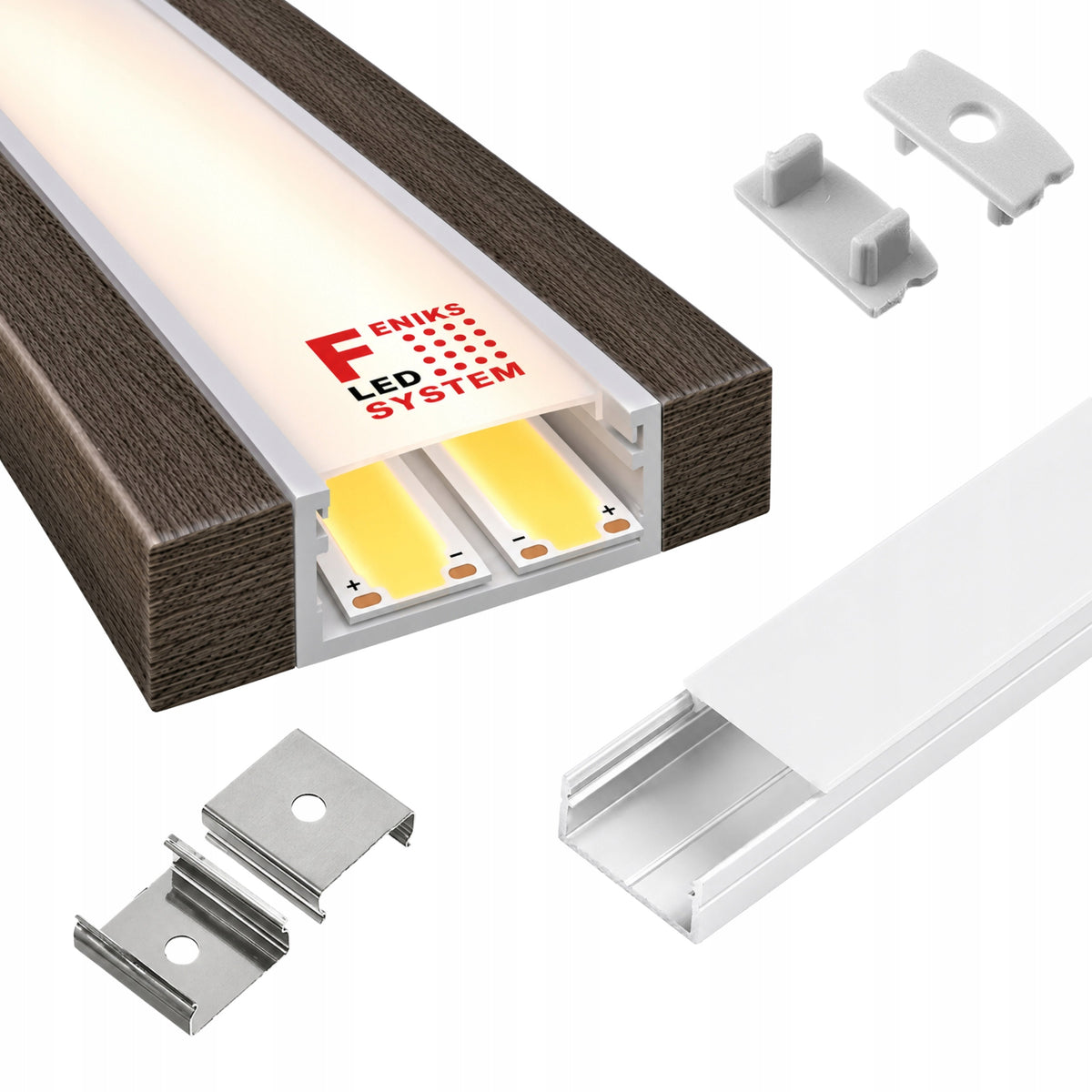 Profil do taśmy LED Aluminiowy Nawierzchniowy Szeroki 20mm Anodowany 2m listwa, kanał montażowy do pasków świetlnych
