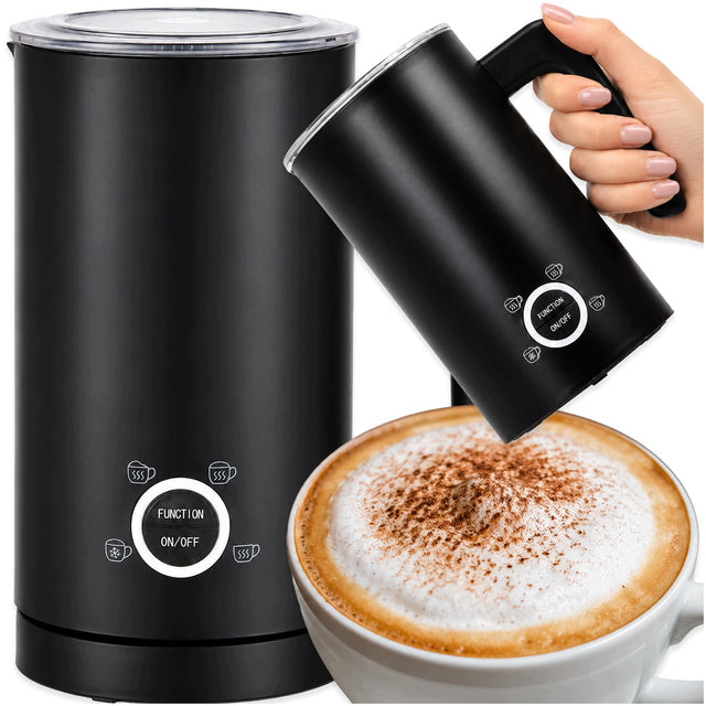 Spieniacz do mleka kawy podgrzewacz elektryczny 4 tryby 500W 625ml 4W1 dzbankowy do cappuccino latte czarny