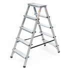 Drabina aluminiowa dwustronna domowa 5 stopni 125 kg Drabest podest schodki do prac na wysokości, wysokość robocza 2,62