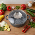 Garnek granitowy 3500 ml 22 cm z pokrywką indukcja gaz łapki silikonowe aluminiowy do kuchni ceramicznej i