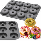 Forma silikonowa do pieczenia donatów pączków oponek 12 gniazd foremka na doughnuts, do domowych deserów i słodkich