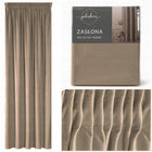 Gotowa Zasłona Velvet Zasłony na Taśmie Żabki 140x250 Welurowa Beż Caffe osłona okienna zaciemniająca, gładka do salonu