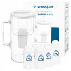 Szklany dzbanek wessper D2 borosilicate aquaclassic 3l + 6x Filtr Wkład dzbanek filtrujący biały