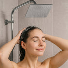 Zestaw Prysznicowy Chromowy Bateria Termostatyczna Slim Słuchawka vettä deszczownica natynkowa z mieszaczem, kolumna