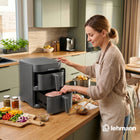 Frytkownica beztłuszczowa dwukomorowa pionowa panel boczny LED Air Fryer szary