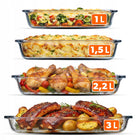 4x naczynie żaroodporne szklane prostokątne do zapiekania piekarnika zestaw brytfanny na lasagne i mięso, mikrofala