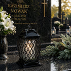 Znicz duży lampion Ażurowy Czarny 33 cm na Wszystkich Świętych na grób świecznik LED, lampka cmentarna, dekoracja