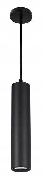 Lampa wisząca halogenowa LED sufitowa GU10 tuba oprawa zwisająca metalowa czarna 1-punktowa do salonu lub kuchni