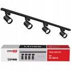 Zestaw Szynoprzewód Szyna 2m + 4x Lampa GU10 LED Oświetlenie szynowe czarny system sufitowy do salonu, maks. 10 W na