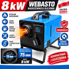 Nagrzewnica olejowa 8 KW spalinowa webasto ogrzewanie postojowe 12v 230v ogrzewacz powietrza, piecyk paliwowy