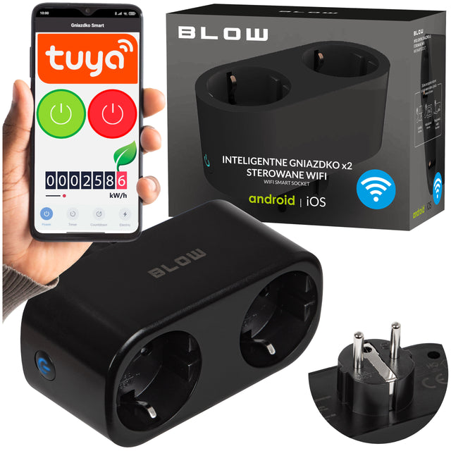 Gniazdko podwójne WiFi inteligentne tuya watomierz programator gniazdo 16A smart plug, pomiar zużycia energii, harmonogram pracy