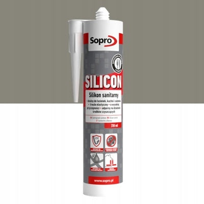 Sopro Silicon - Silikon sanitarny betonowo szary 14 310ml uszczelniacz do spoin i szczelin, masa uszczelniająca do