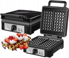 Gofrownica MPM MGO-24 czarna duża MOC 1400W mocna opiekacz do gofrów, 2 kwadratowe gofry, powłoka nieprzywierająca