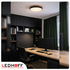 Lampa sufitowa LED Plafon 40cm z drewnem czarna Okrągła 40W naturalna 4000K oprawa, zintegrowane źródło światła, biała