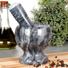 Moździerz granitowy kamienny kuchenny do ucierania przypraw pesto tłuczek rozdrabnianie ziół i czosnku, średnica 11 cm