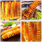 Maszynka krajalnica do ziemniaków warzyw chipsów zakręcona frytka spirala ręczny spiralizer kuchenny, czerwono-srebrny